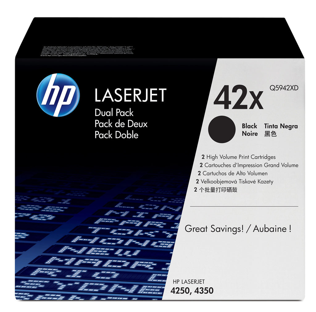 HP 42X Pack de 2 Toners LaserJet Noir Grande Capacité Authentiques