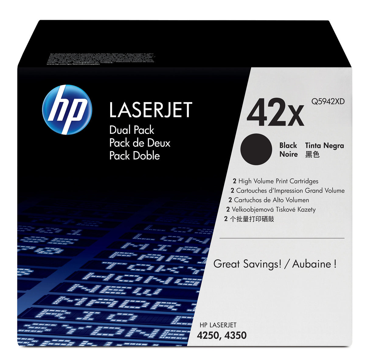 HP 42X Pack de 2 Toners LaserJet Noir Grande Capacité Authentiques
