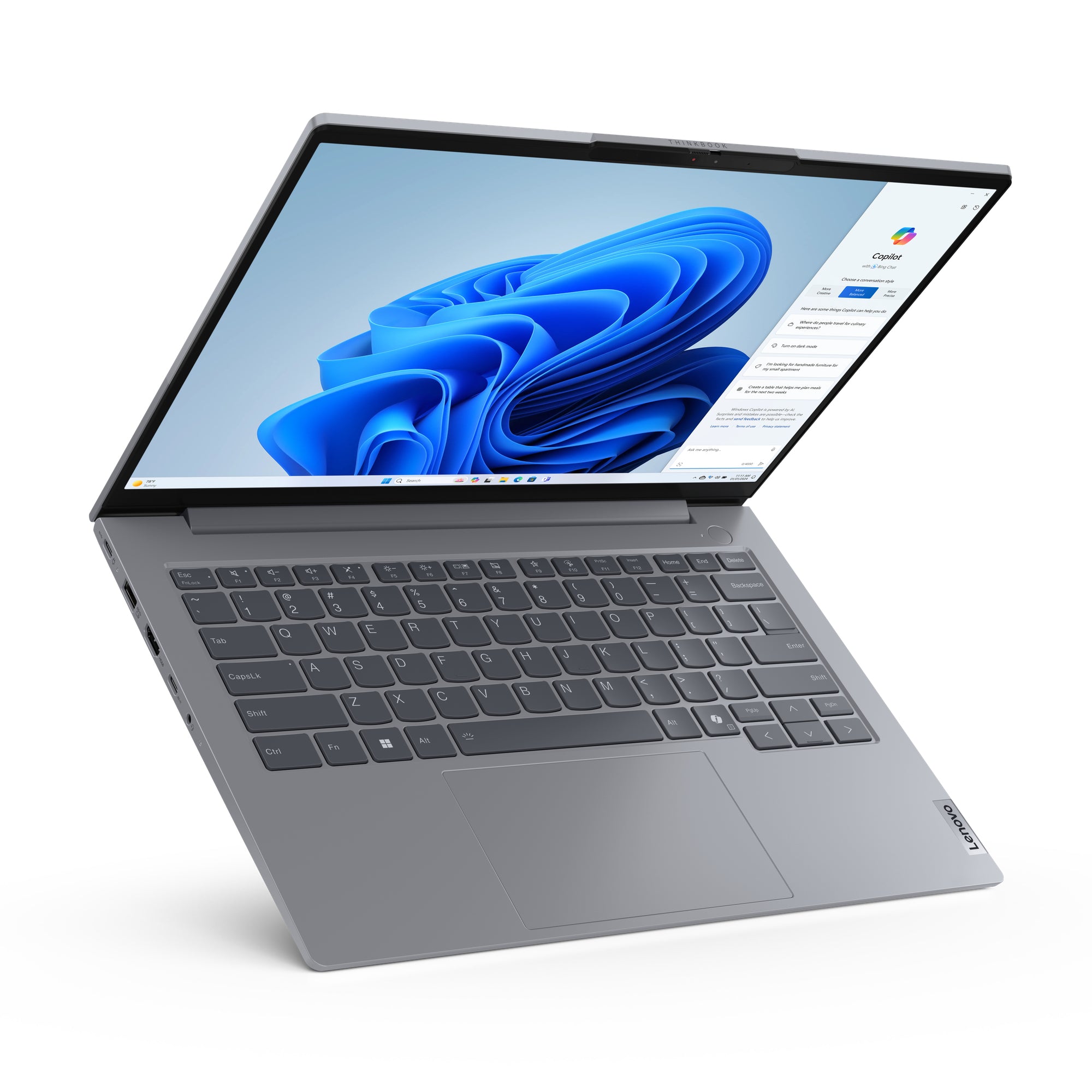 Lenovo ThinkBook 14 G7 ARP AMD Ryzen™ 5 7535HS Ordinateur portable 35,6 cm (14") WUXGA 16 Go DDR5-SDRAM 512 Go SSD Wi-Fi 6E (802.11ax) Windows 11 Pro Nordique Gris