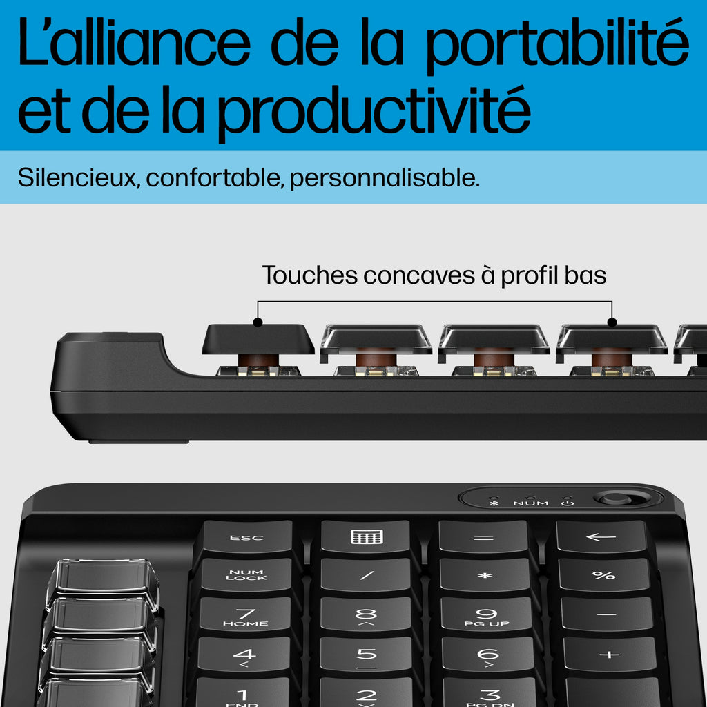 Clavier Numérique Sans Fil Programmable HP 435, Bluetooth, Mécanique, Noir