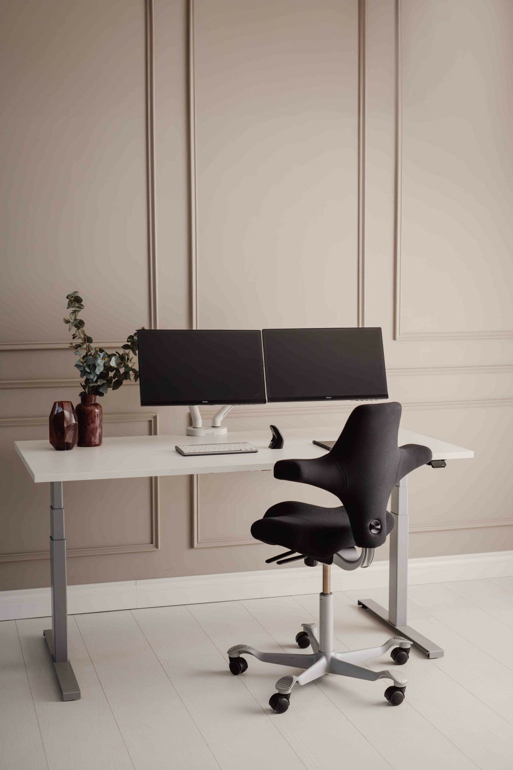 Support Double Bras pour Moniteur BE Flexible Dual, Blanc