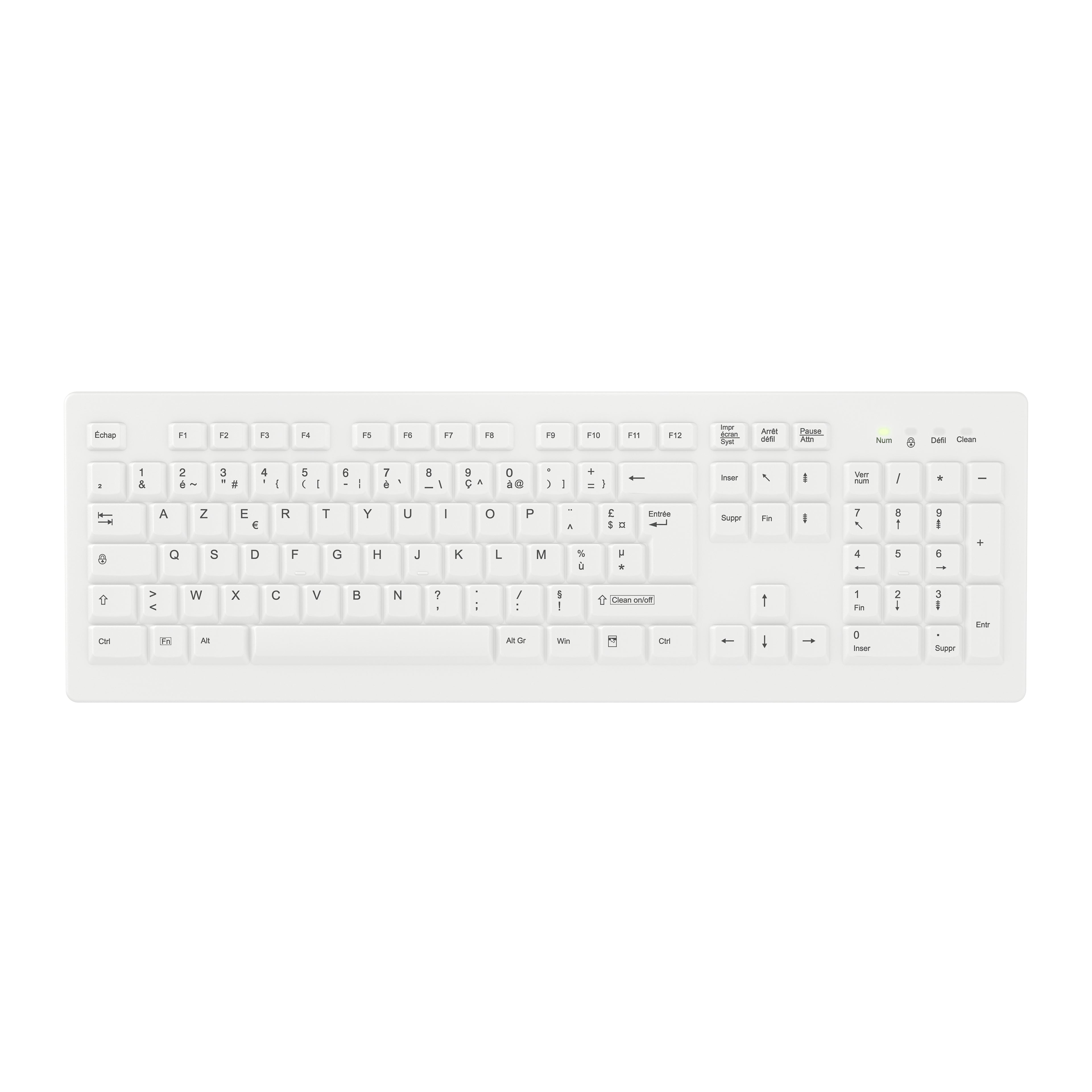 Contour Design Active Key Contour ClassicClean Clavier Médical Housse Amovible Full-Size Sans Fil Blanc C8100