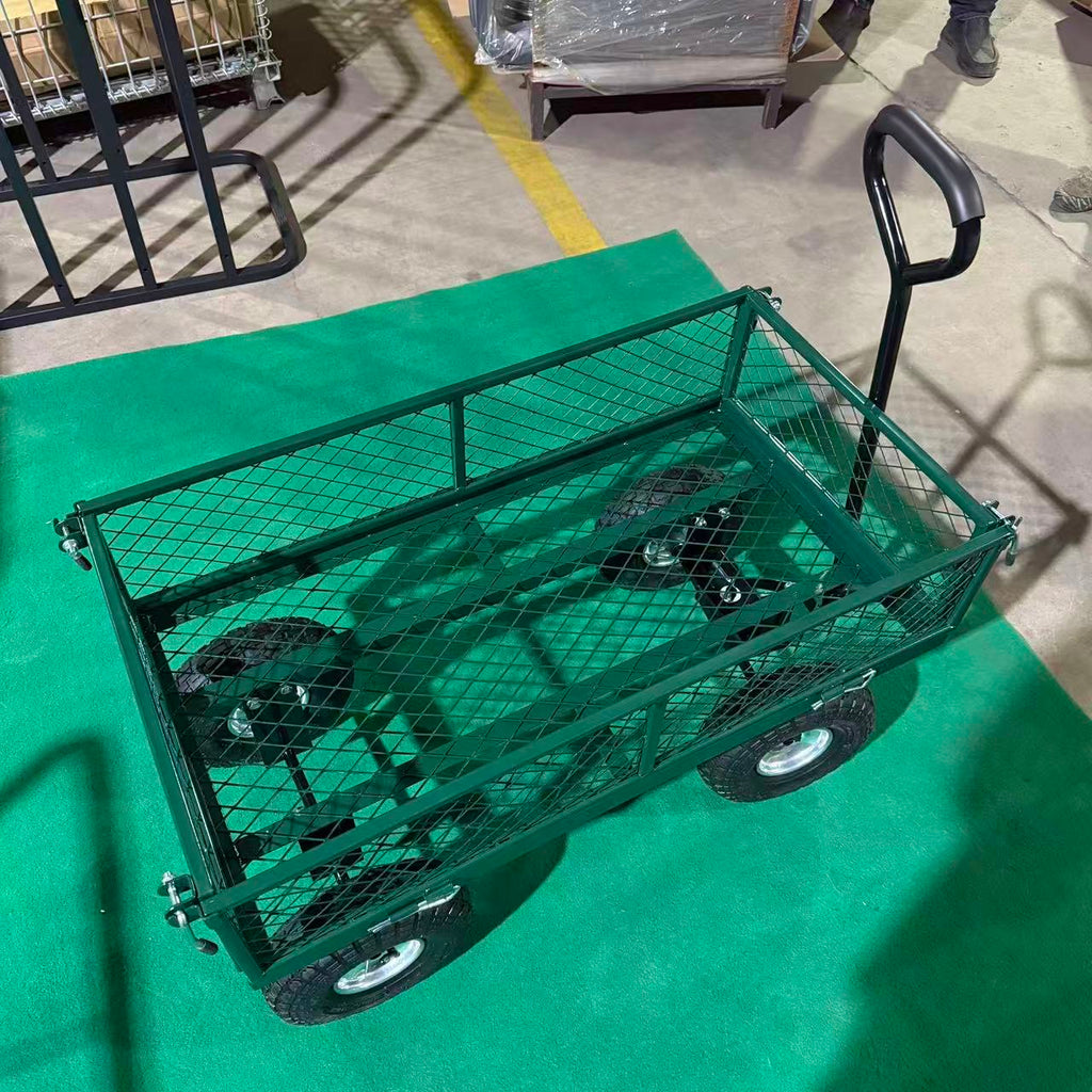 WÓZEK TRANSPORTOWY OGRODOWY 200 KG OTWIERANE BURTY DUŻE POMPOWANE KOŁA