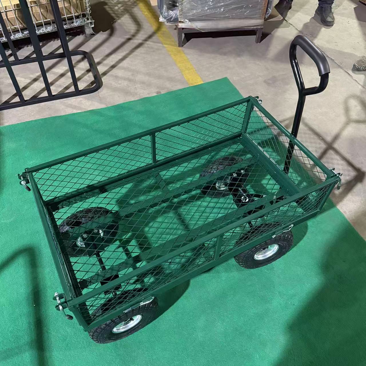 WÓZEK TRANSPORTOWY OGRODOWY 200 KG OTWIERANE BURTY DUŻE POMPOWANE KOŁA