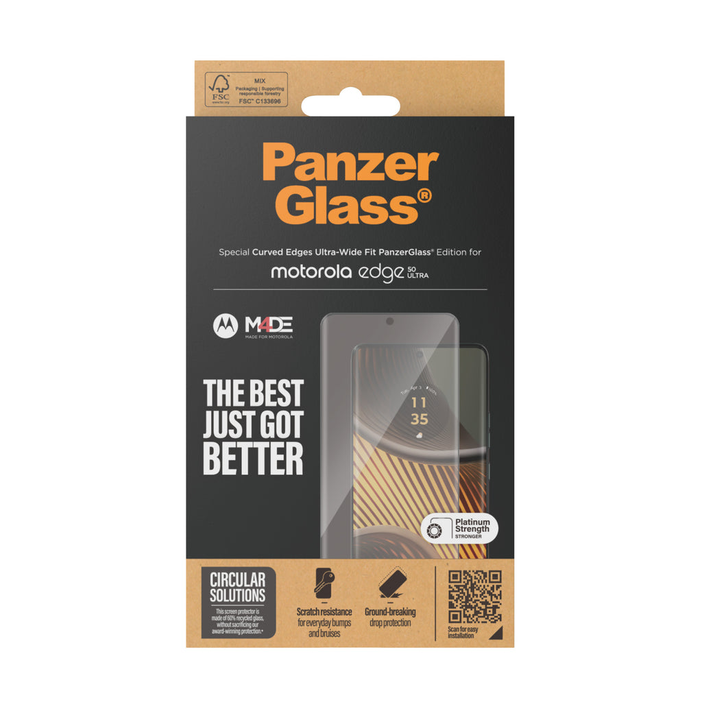 PanzerGlass ® Screen Protector Motorola edge 50 ULTRA | Ultra-Wide Fit Protection d'écran transparent 1 pièce(s)
