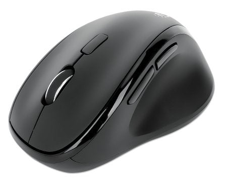 Manhattan Souris Ergonomique Sans Fil, DPI Réglable 800/1200/1600, Récepteur USB-A et USB-C, 6 Boutons, Noire
