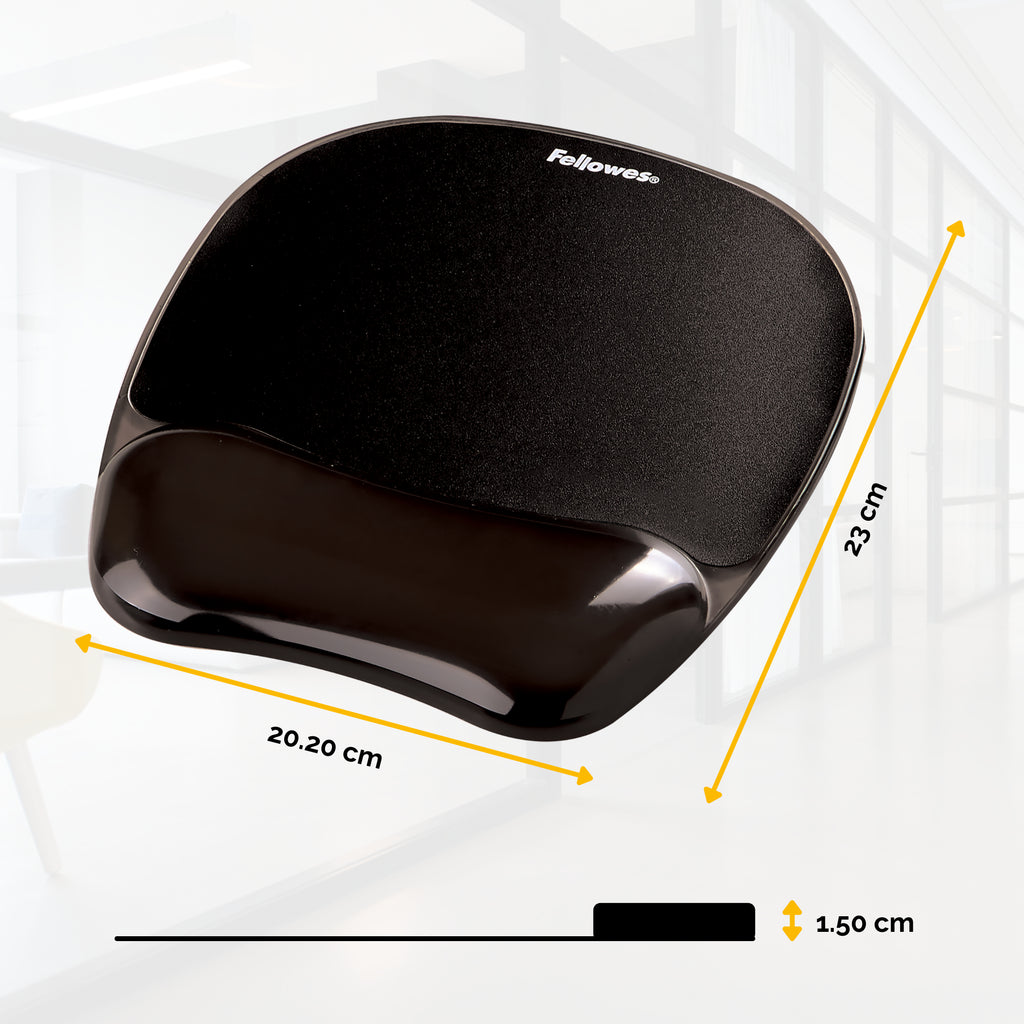 Fellowes 9112101 Tapis de Souris avec Repose-Poignet en Gel, Noir