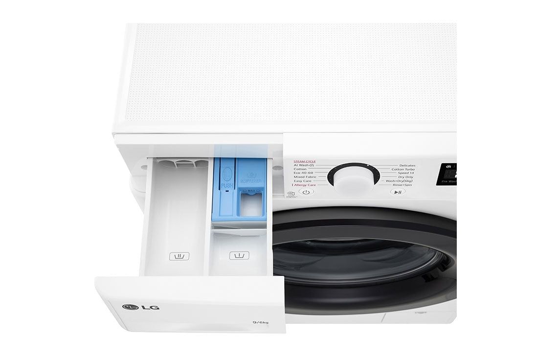 LG F4DR509SBW machine à laver avec sèche linge Pose libre Charge avant Noir, Blanc