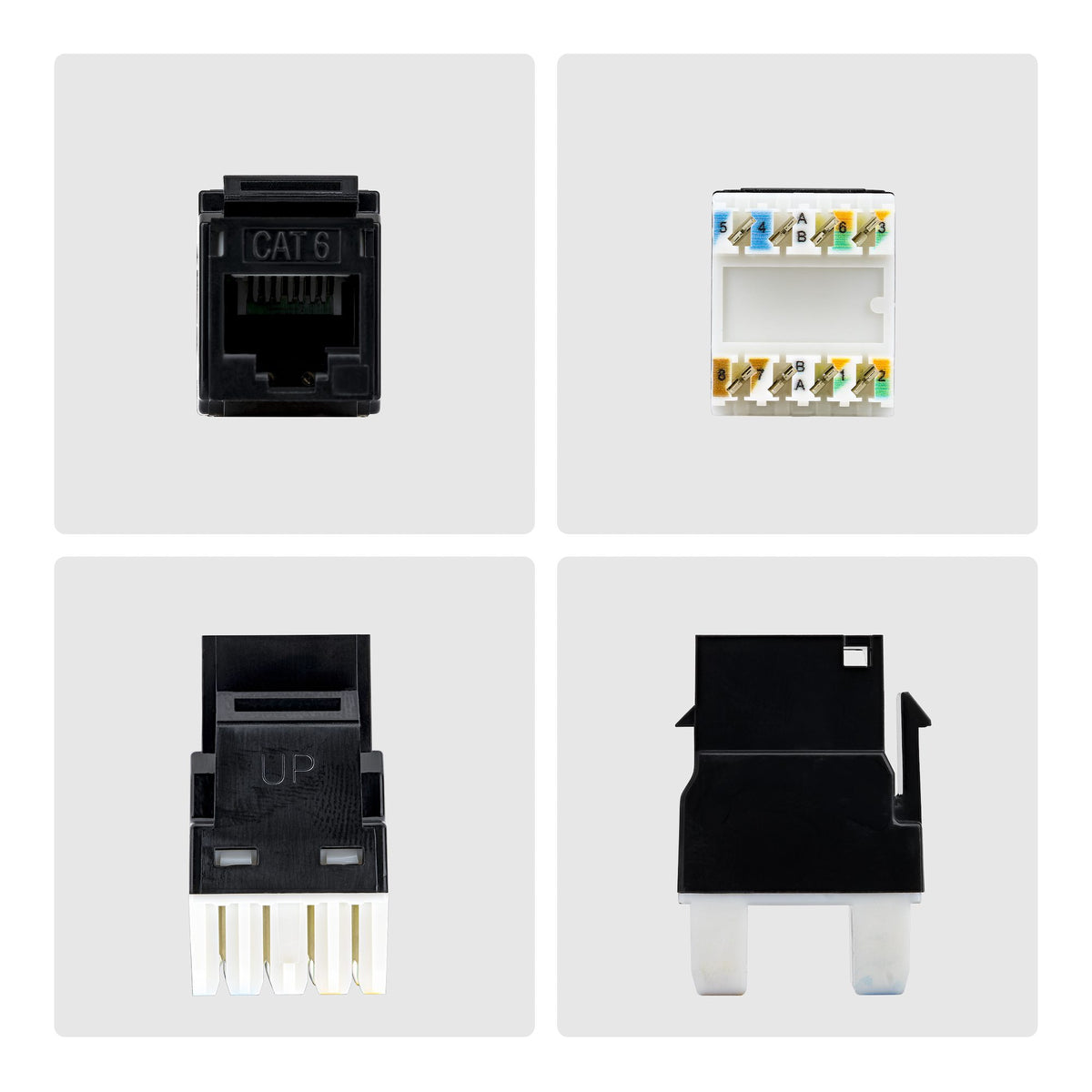 StarTech.com Jack Keystone Cat6, Lot de 24 Prises Ethernet RJ45 Keystone, Prise Murale UTP Cat6, Connecteur à 180 Degrés
