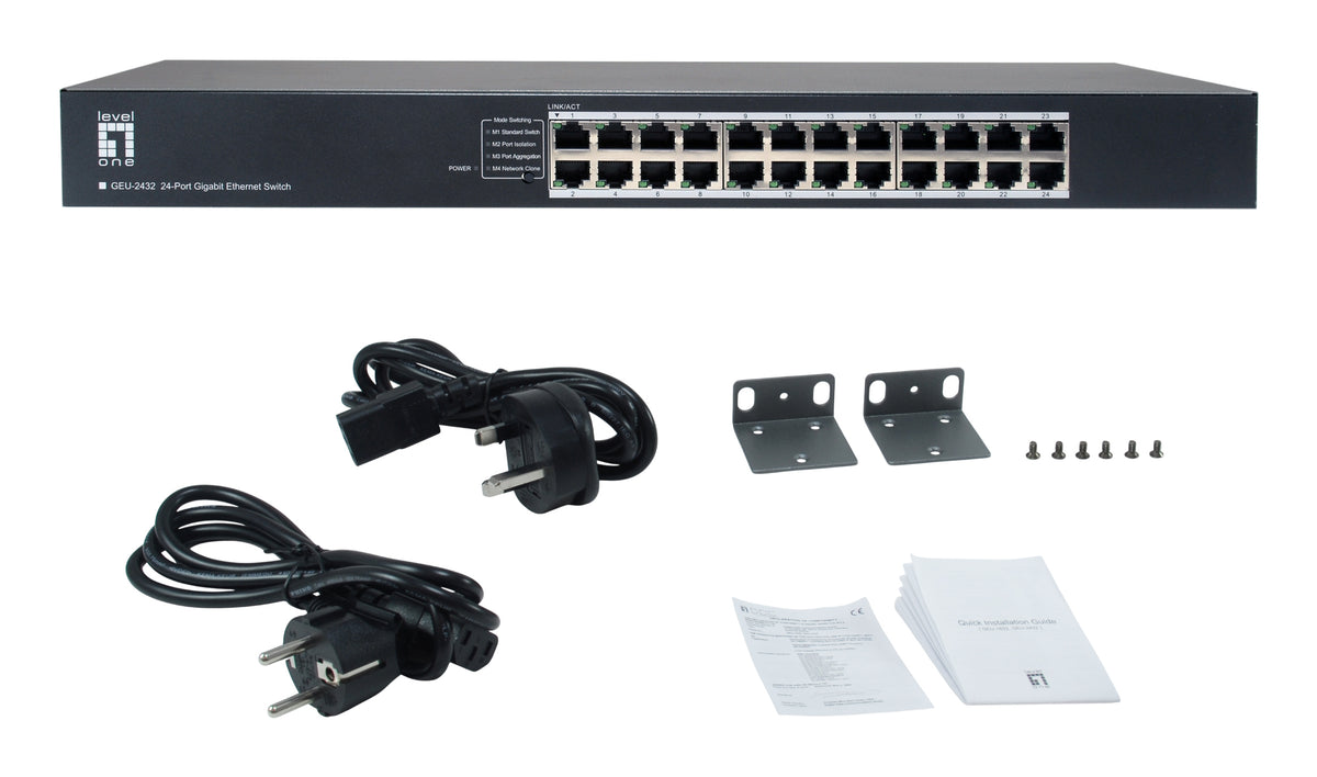 LevelOne GEU-2432 Non-géré Gigabit Ethernet (10/100/1000) 1U Gris