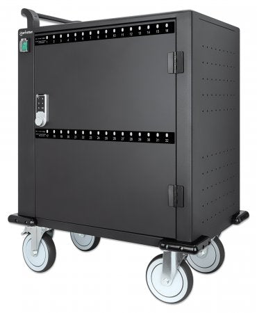 Manhattan Chariot de Charge USB-C pour 32 Appareils, Armoire Verrouillable pour Tablettes et Smartphones