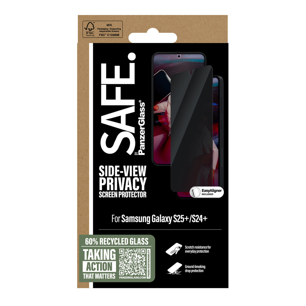 PanzerGlass SAFE. by ® 2-Way Privacy Screen Protector Samsung Galaxy S25+ | S24+ | Ultra-Wide Fit w. EasyAligner Protection d'écran transparent 1 pièce(s)