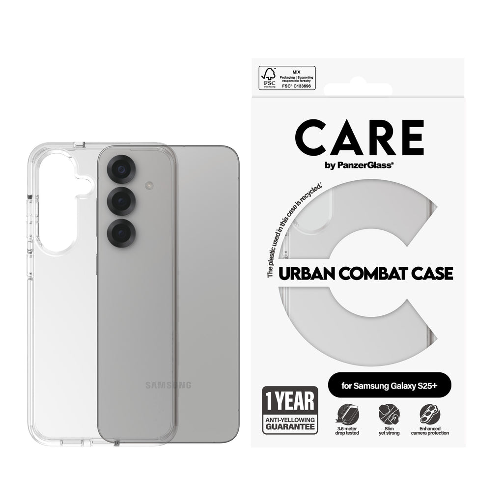PanzerGlass PanzerGlass CARE™ by ® Urban Combat Case Transparent Samsung Galaxy S25+ coque de protection pour téléphones portables Housse