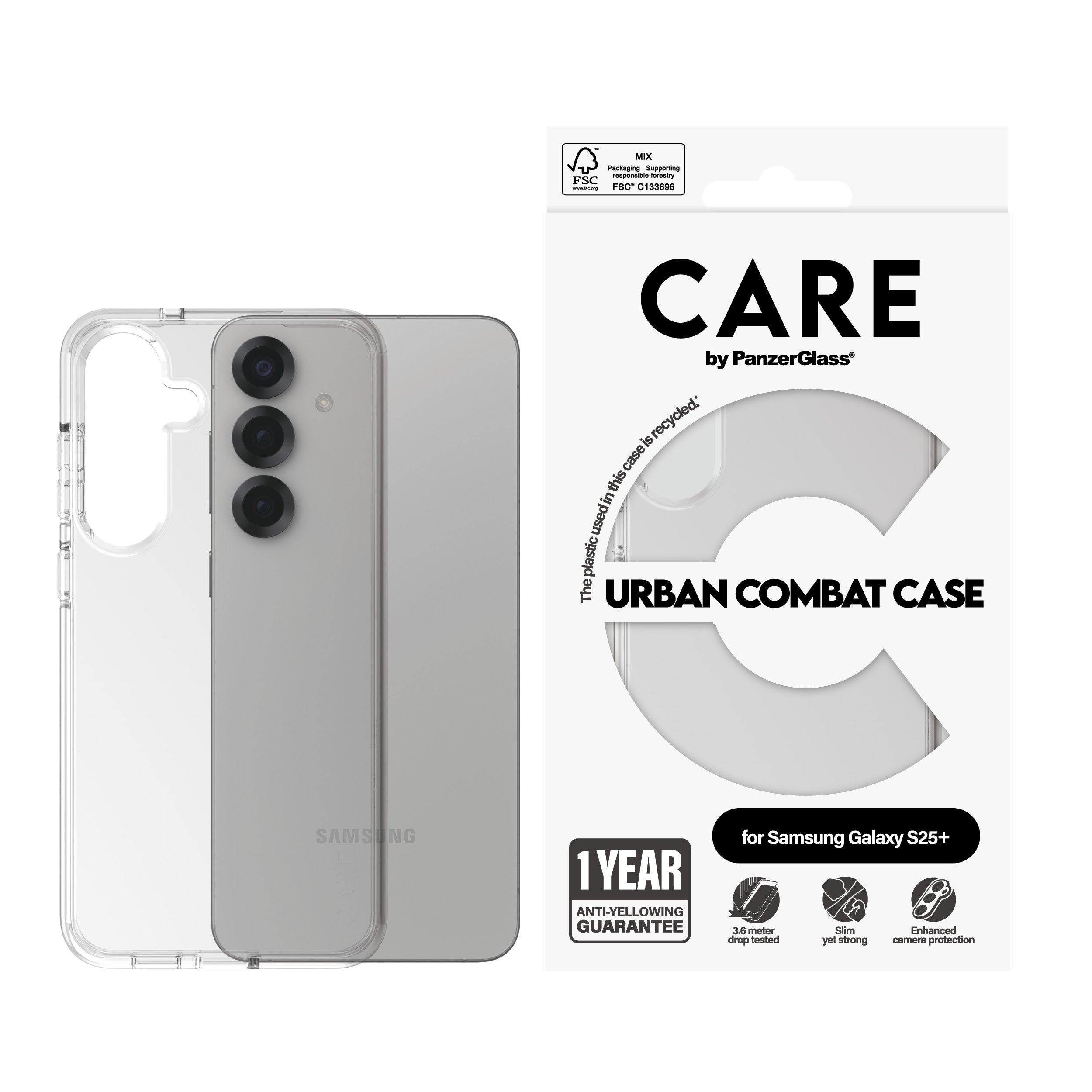 PanzerGlass PanzerGlass CARE™ by ® Urban Combat Case Transparent Samsung Galaxy S25+ coque de protection pour téléphones portables Housse