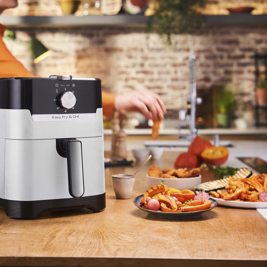 Tefal Easy Fry & Grill EY501A Unique 4,2 L Autonome 1550 W Friteuse d’air chaud Noir, Acier inoxydable