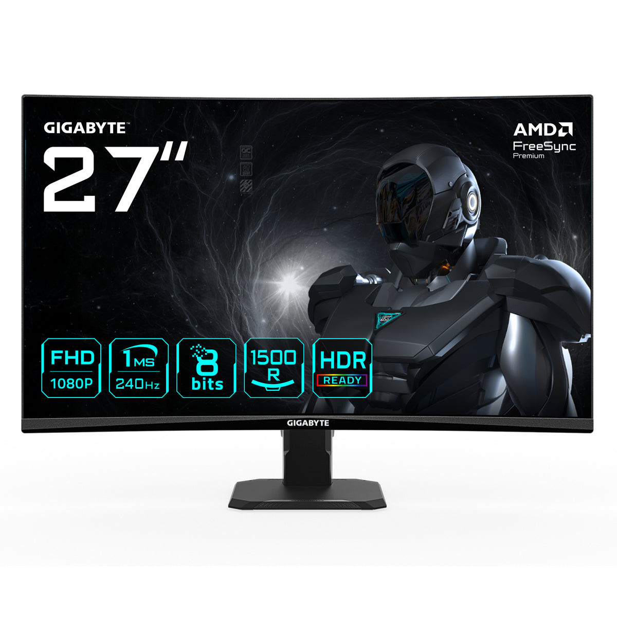 GIGABYTE GS27FC2 Moniteur Gaming Incurvé 27" FHD - 1920 x 1080, 240Hz, 1ms, 350 cd/m², HDR Ready, HDMI 2.0, Displayport 