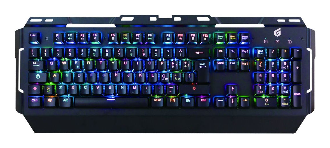 Conceptronic KRONIC Clavier Gaming Mécanique USB QWERTY Italien, Rétroéclairage RGB, Noir