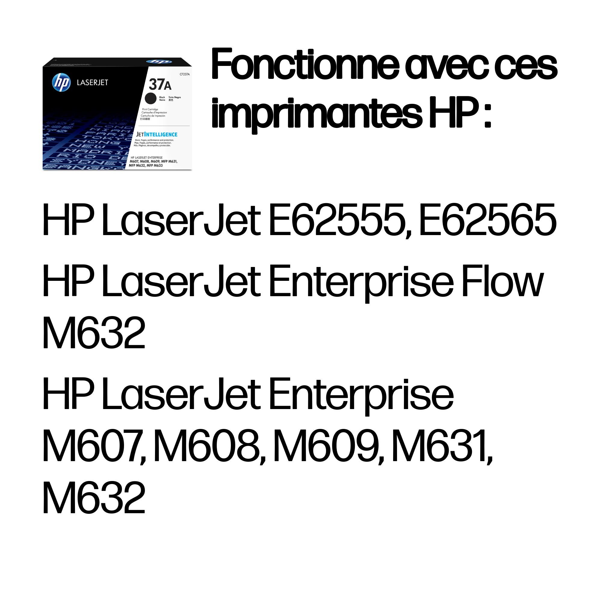 HP Cartouche de toner noir authentique 37A LaserJet