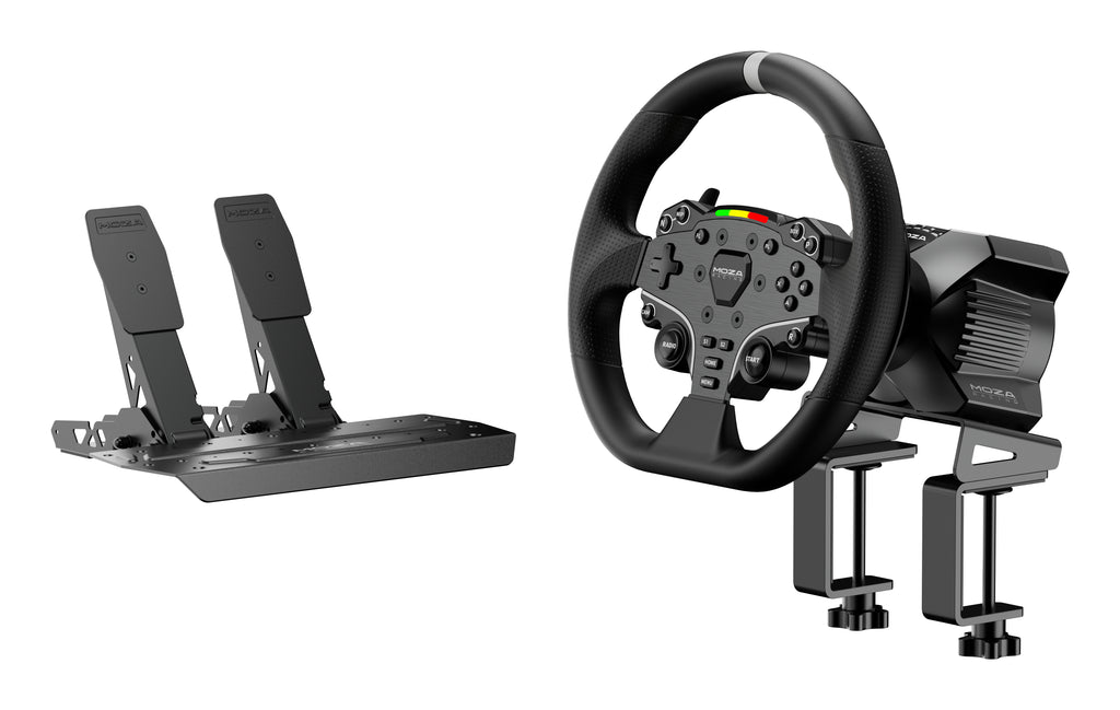 Moza Racing RS074 Volant et Pédales pour PC, Bluetooth/USB, Noir