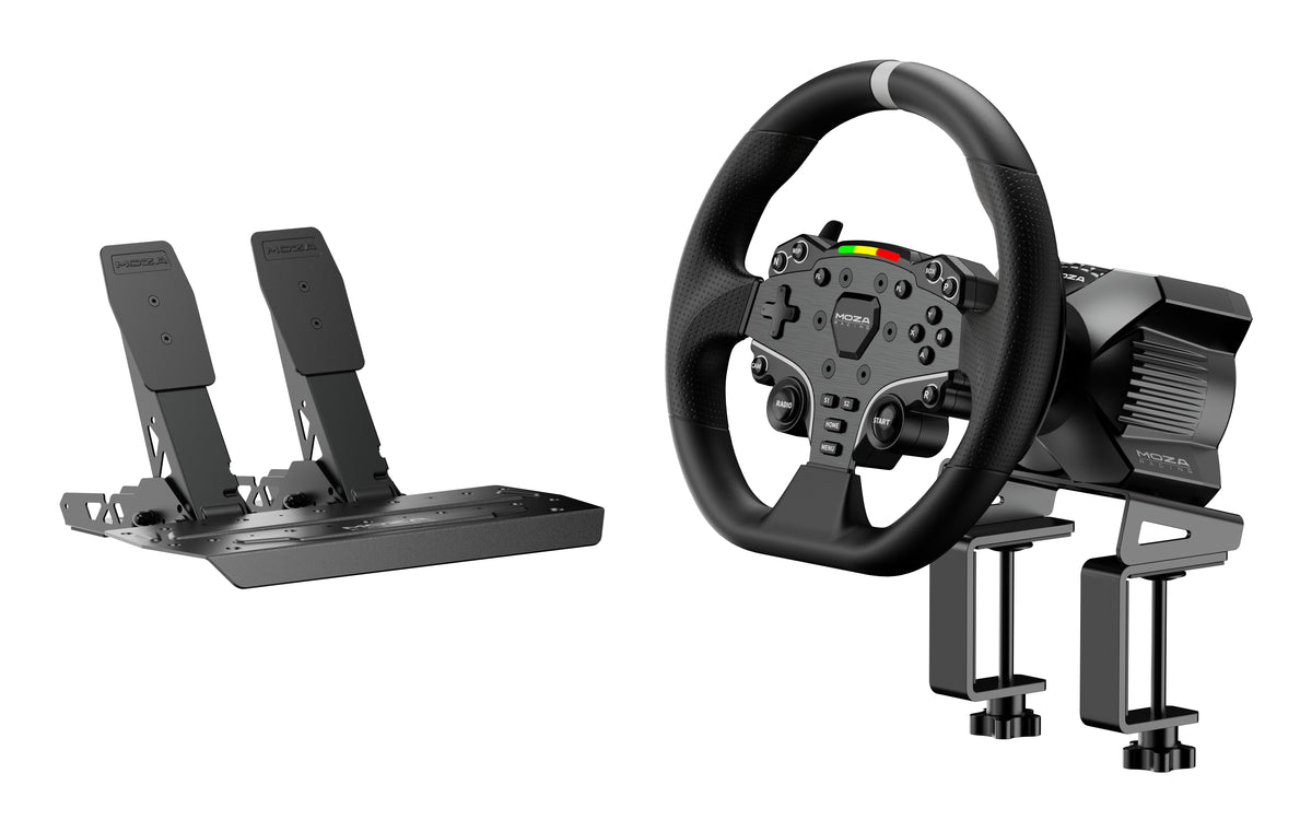 Moza Racing RS074 Volant et Pédales pour PC, Bluetooth/USB, Noir