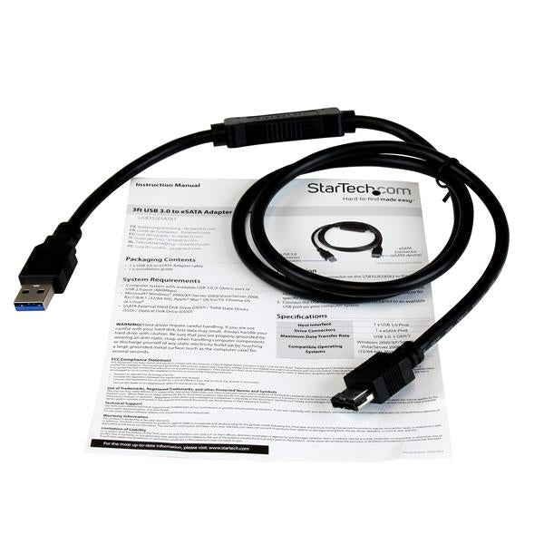 StarTech.com Câble Adaptateur USB 3.0 vers eSATA 91cm pour HDD SSD ODD, SATA 6Gb/s