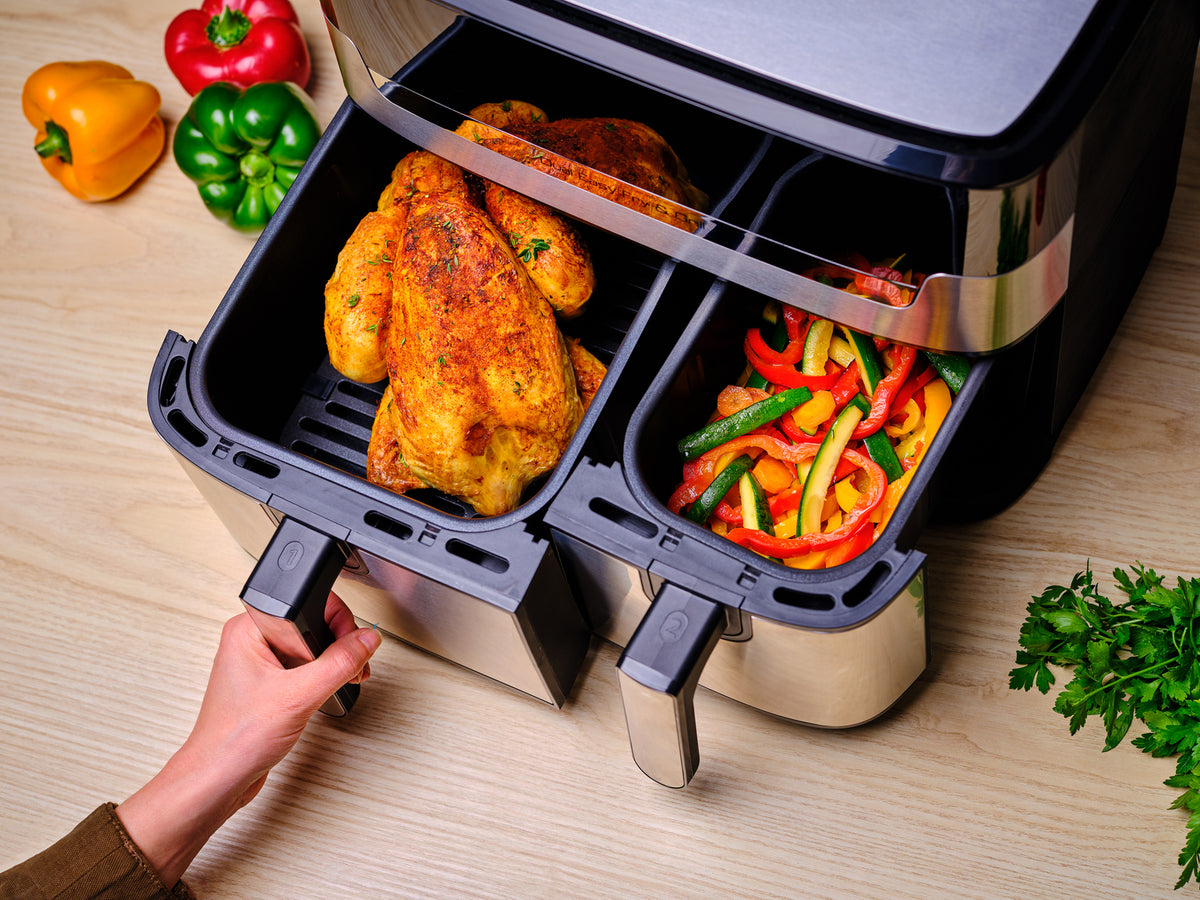 Tefal Dual Easy Fry & Grill EY905D Friteuse à Air Chaud Double 8,3 L 2700 W Acier Inoxydable