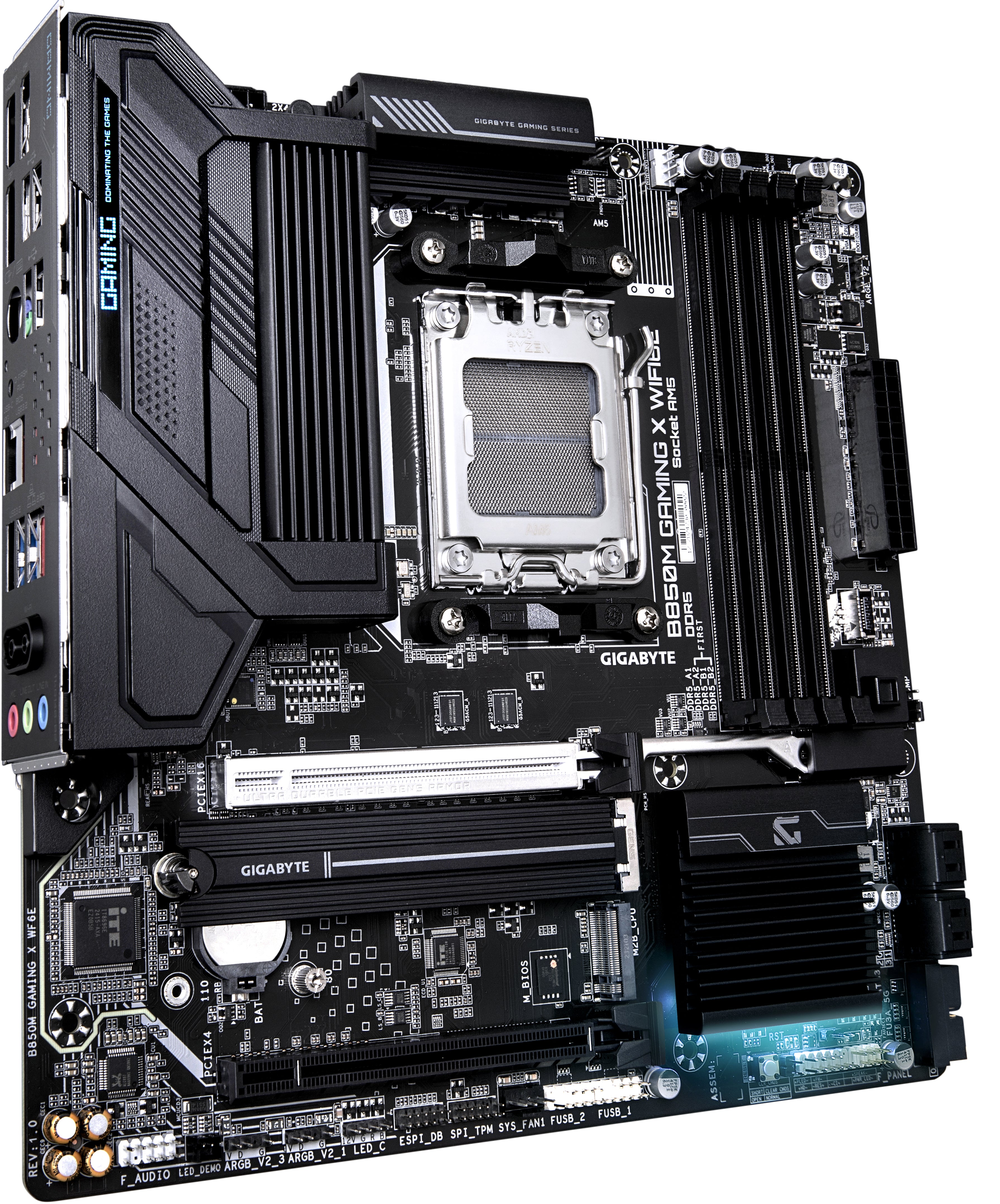 GIGABYTE B850M GAMING X WIFI6E Carte Mère - Processeurs AMD Ryzen Série 9000, VRM numérique 10+2+2 phases, jusqu'à 8200MHz DDR5 (OC), 1xPCIe 5.0 + 1xPCIe 4.0 M.2, LAN 2.5, WIFI 6E, USB 3.2 Gen 2.