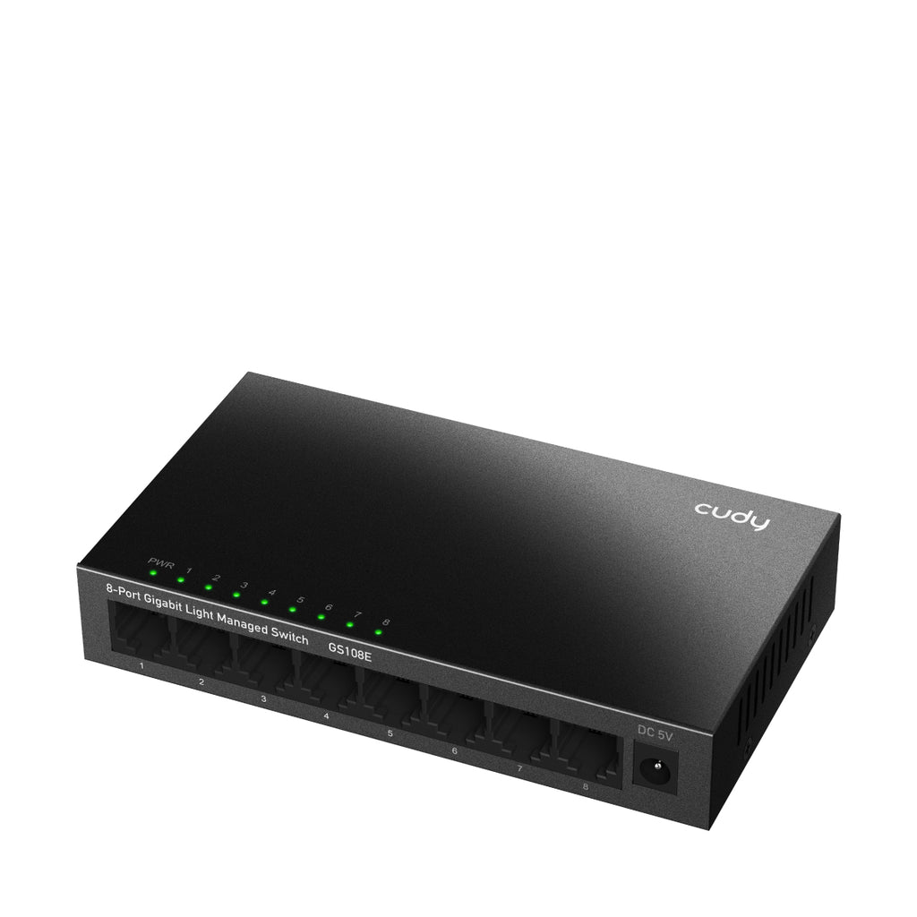 Cudy 8-Port Gigabit Easy-Managed Switch, GS108E 1.0 Géré L2 Gigabit Ethernet (10/100/1000) Noir
