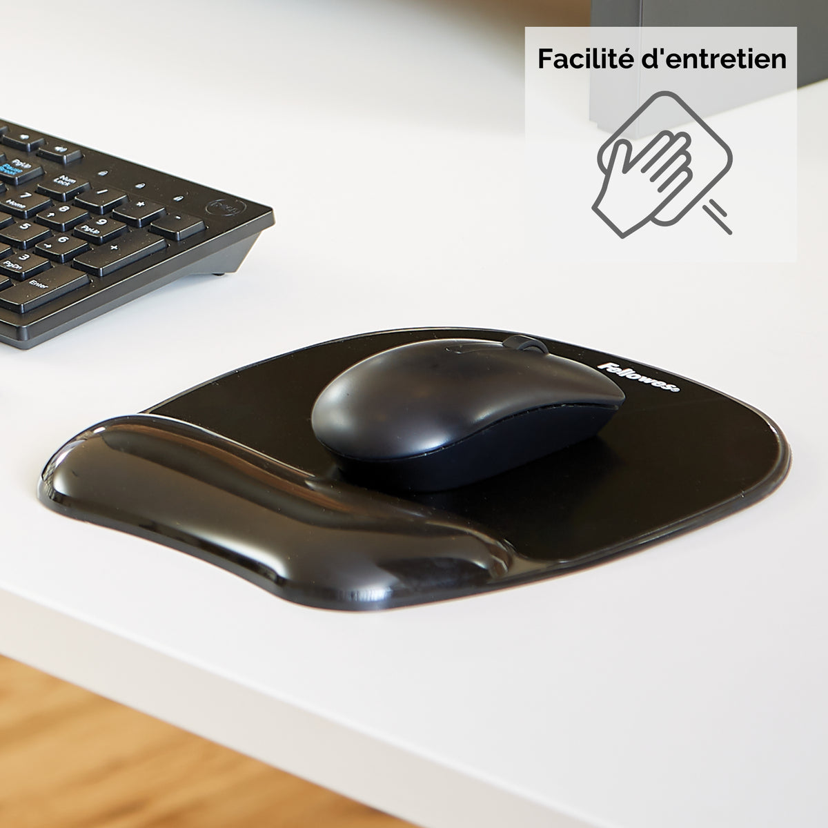 Fellowes 9112101 Tapis de Souris avec Repose-Poignet en Gel, Noir