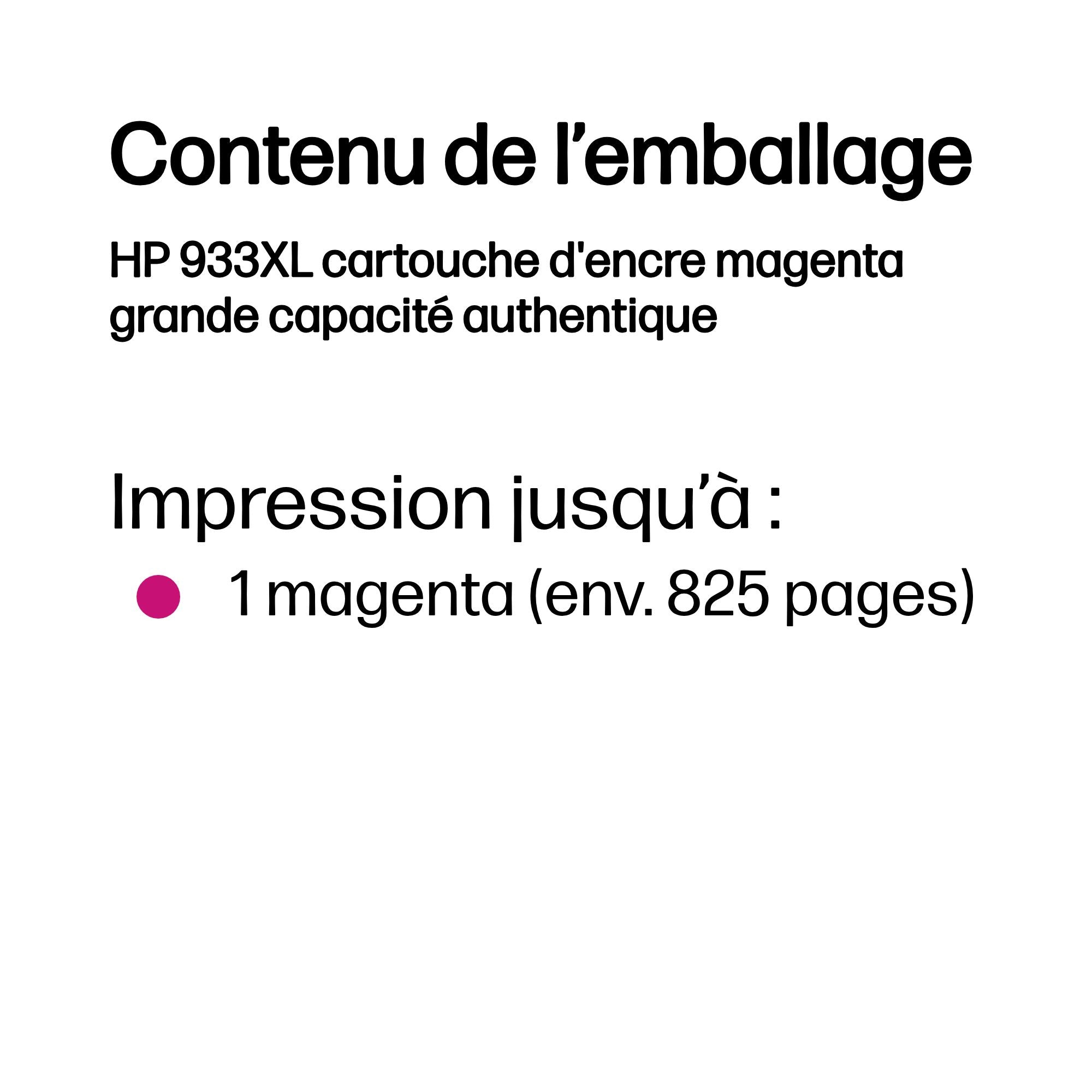 HP 933XL cartouche d'encre magenta grande capacité authentique