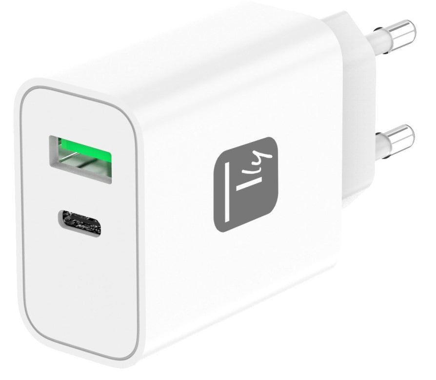 Techly IPW-USB-30WACG chargeur d'appareils mobiles Universel Blanc Secteur Charge rapide Intérieure
