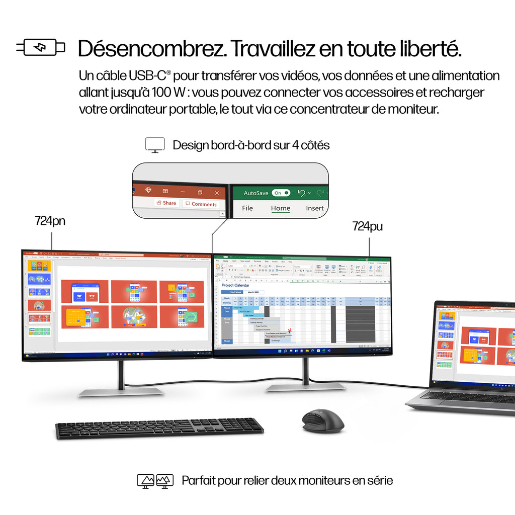 HP Series 7 Pro Moniteur 24 pouces WUXGA USB-C 724pu sans PVC