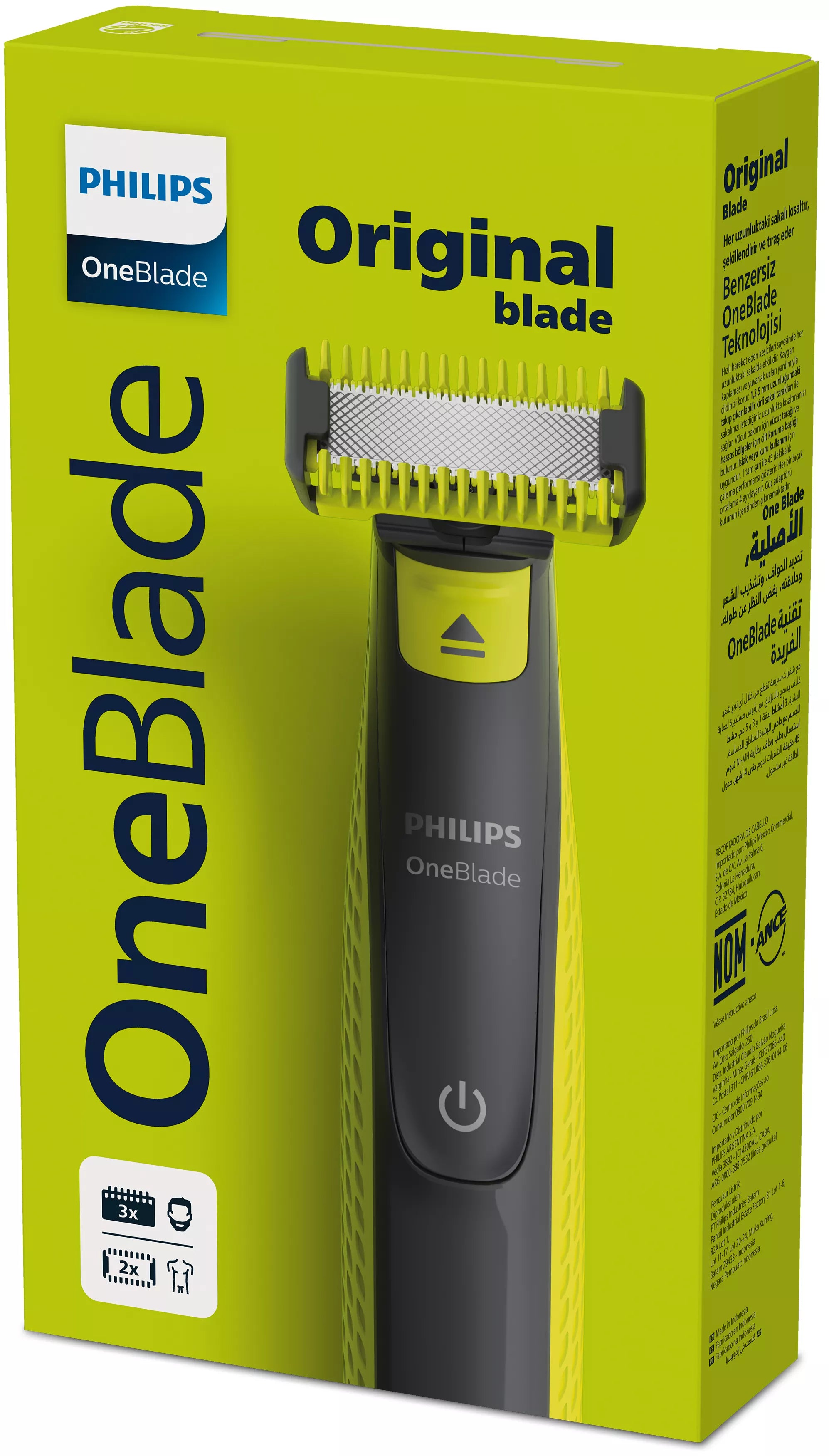 Philips Norelco OneBlade QP2824/10 rasoir pour homme Rasoir à grille Tondeuse Gris, Citron vert