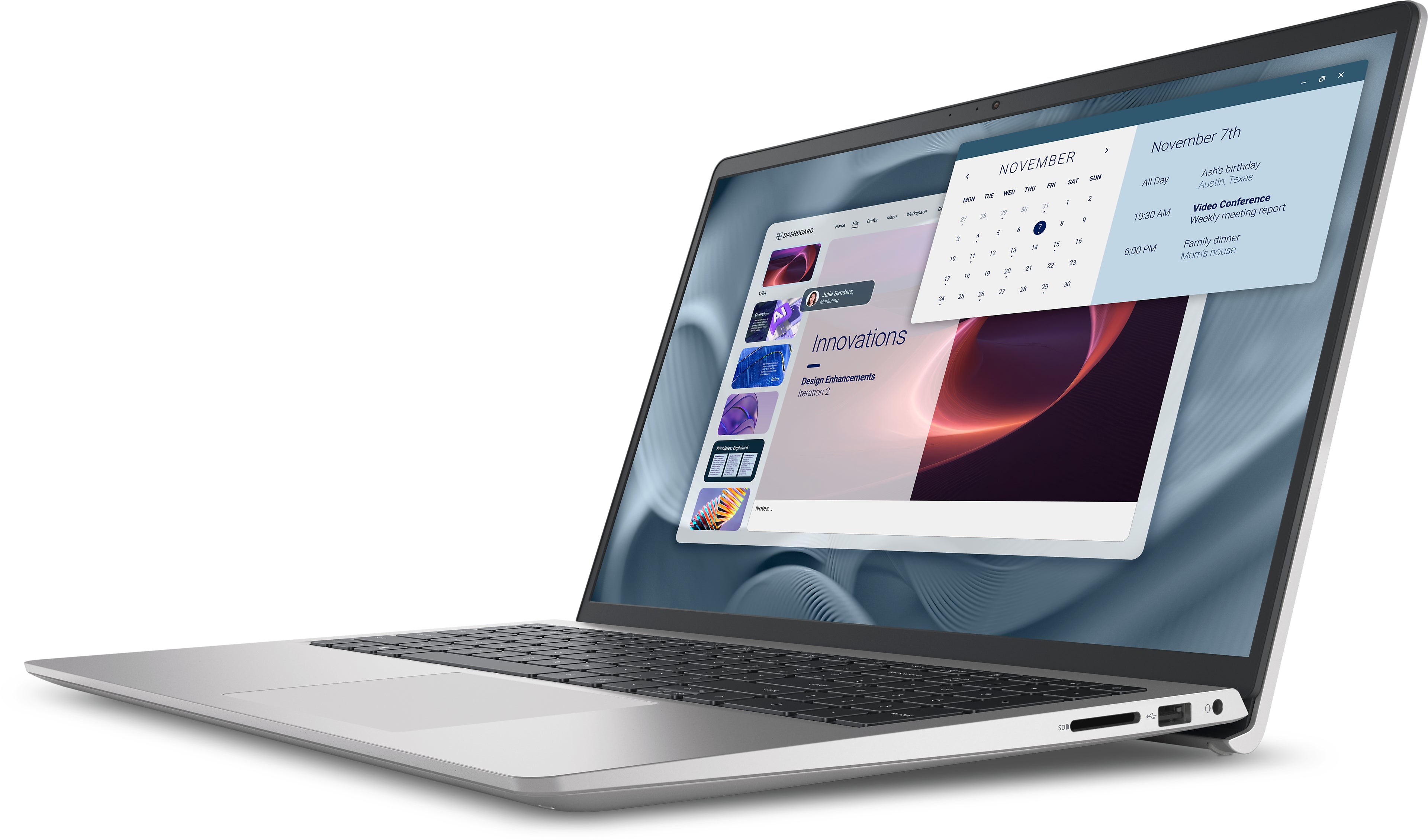 DELL Pro 15 Essential PV15250 Intel® Core™ i7 i7-1355U Ordinateur portable 39,6 cm (15.6") Full HD 16 Go DDR5-SDRAM 512 Go SSD Wi-Fi 6 (802.11ax) Windows 11 Pro Allemand Platine, Argent