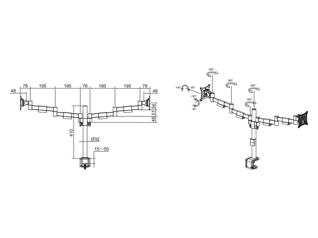 Multibrackets 5853 support d'écran plat pour bureau 76,2 cm (30") Noir - vue 6