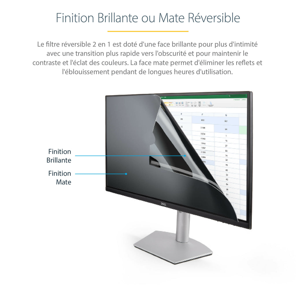 StarTech.com Filtre de Confidentialité pour Ordinateur Portable 22 pouces 16:9 - Écran de Confidentialité Antireflet avec Réduction de Lumière Bleue de 51% Protecteur d'Écran PC avec Angle de Vision de +/- 30