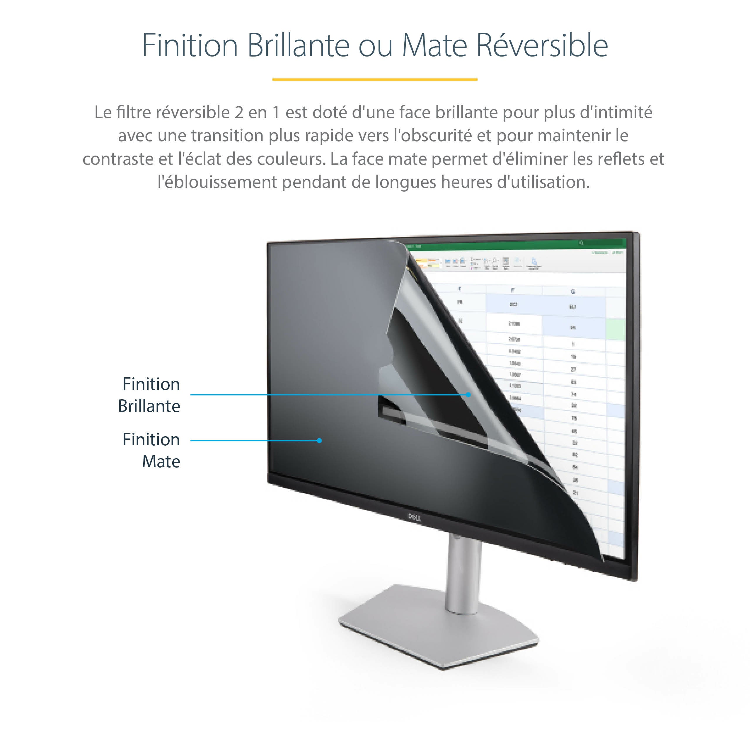 StarTech.com Filtre de Confidentialité pour Ordinateur Portable 22 pouces 16:9 - Écran de Confidentialité Antireflet avec Réduction de Lumière Bleue de 51% Protecteur d'Écran PC avec Angle de Vision de +/- 30