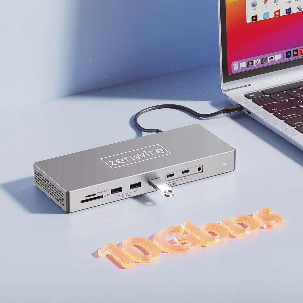 Station d'accueil USB-C 16-en-1 avec 2 ports HDMI 4K 60 Hz, DisplayPort 1.4, USB et prise SD  Zenwire  BS-HD1601