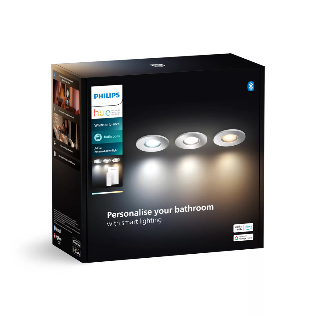 Philips Hue White ambiance Downlight encastrable Adore Bathroom (lot de 3)