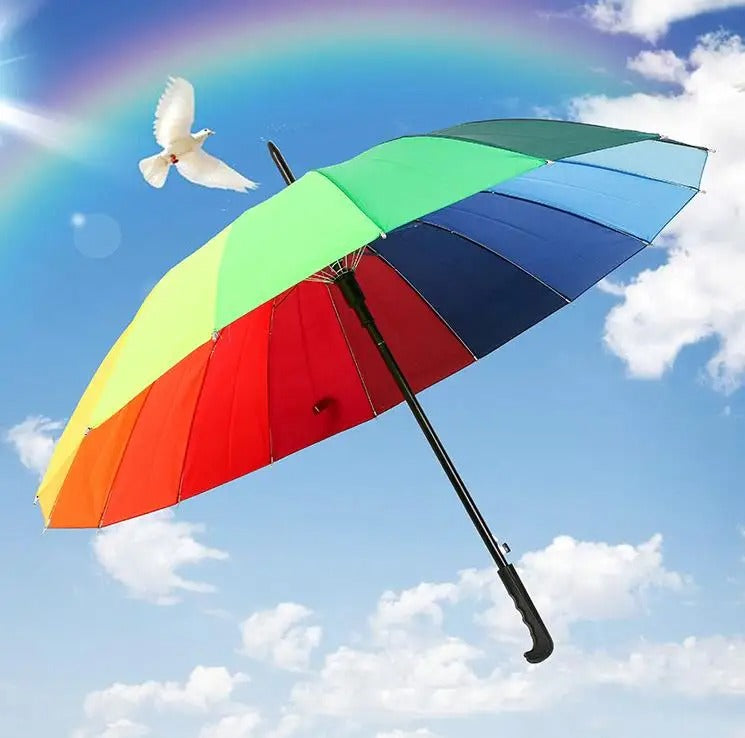 DUŻY PARASOL SKŁADANY PARASOLKA TĘCZOWA AUTOMATYCZNA XL KOLOROWA TĘCZA