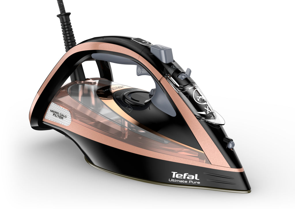 Tefal Ultimate Pure FV9845 Fer à repasser à sec ou à vapeur Semelle Durilium autonettoyante 3100 W Noir, Cuivre