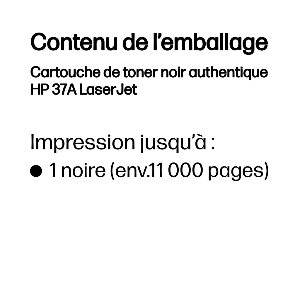 HP Cartouche de toner noir authentique 37A LaserJet