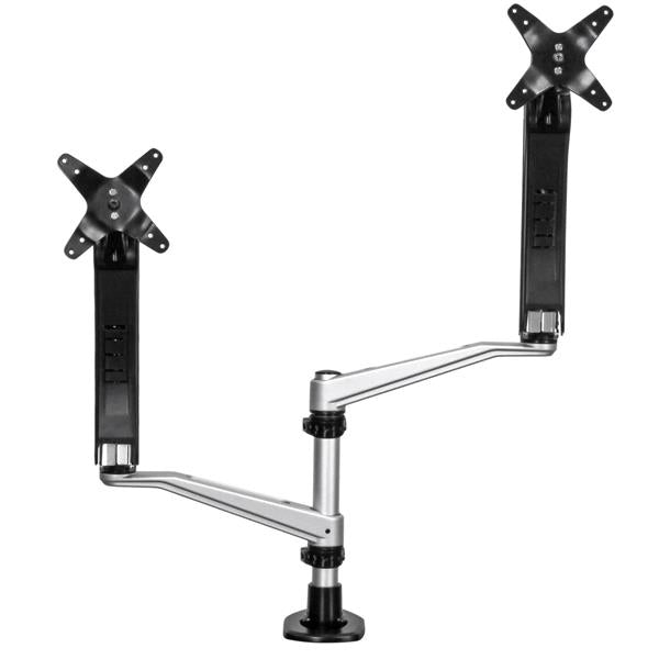 StarTech.com Support de Bureau pour 2 Écrans, Bras Articulés Multidirectionnels, Empilable, Installation sans Outil