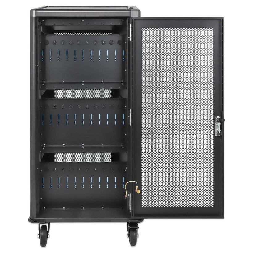 Manhattan Chariot de charge USB-C 65W pour 30 ordinateurs portables (jusqu’à 16"), compatible avec ordinateurs portables