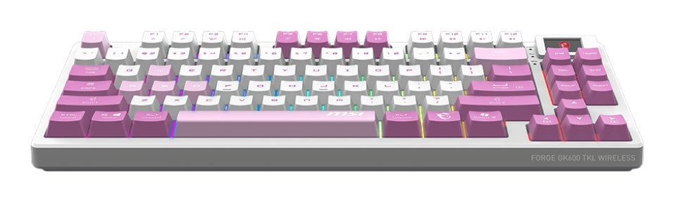 MSI FORGE GK600 TKL WIRELESS VIOLET clavier Gaming USB + Bluetooth QWERTY Espagnole Rose, Violet, Blanc - vue 4