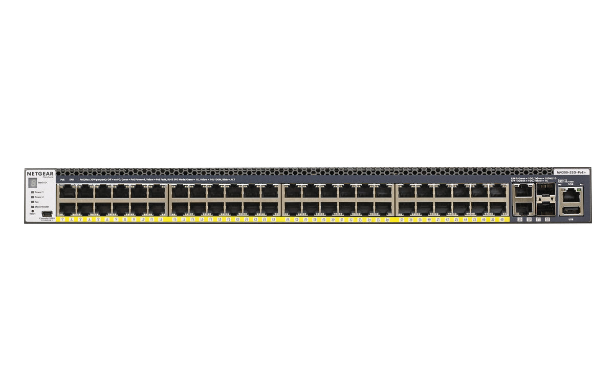 NETGEAR GSM4352PA Géré L2/L3/L4 Gigabit Ethernet (10/100/1000) Connexion Ethernet, supportant l'alimentation via ce port (PoE) 1U Noir