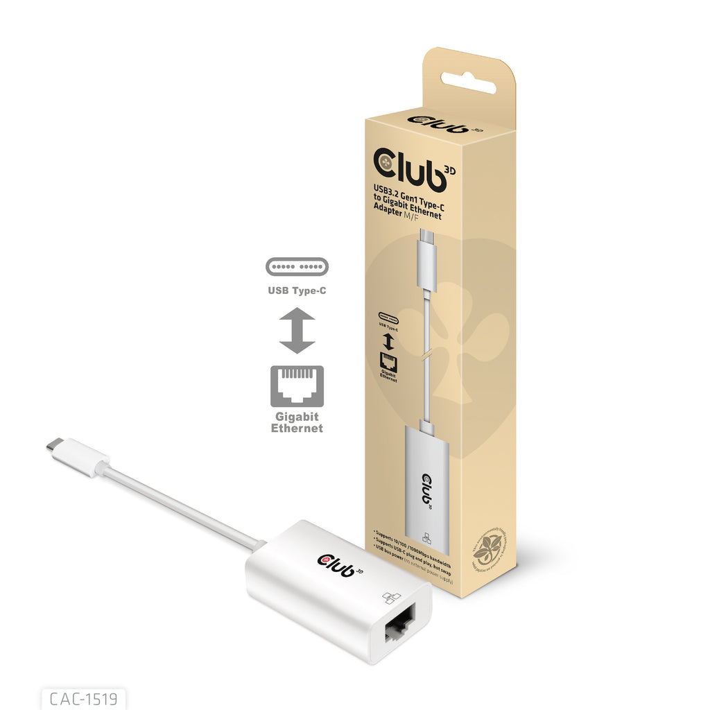CLUB3D CAC-1519 Adaptateur Câble USB-C vers RJ-45, Blanc