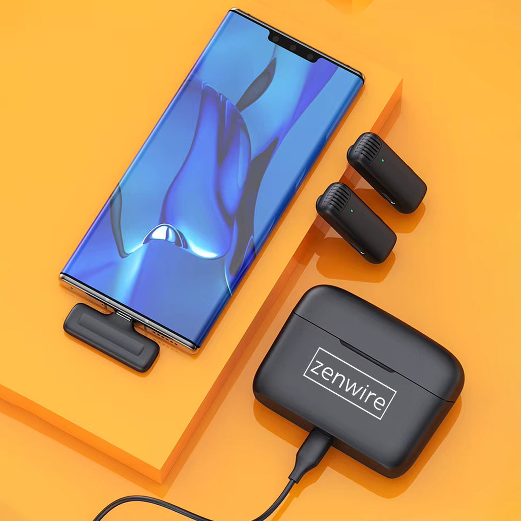 Microphone-cravate sans fil USB-C Bluetooth à effet de surface pour téléphone Zenwire TrueTone J13