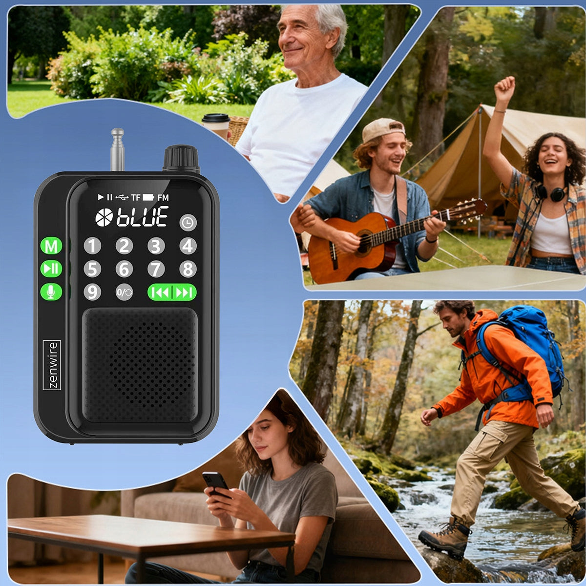 Mini radio FM de poche Bluetooth portable pour le chantier ou la cuisine, fonctionnant sur piles - Zenwire Y1