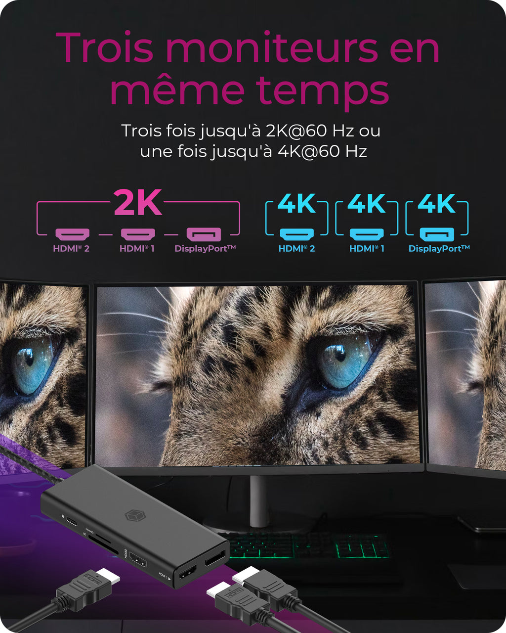 ICY BOX IB-DK4011-CPD Avec fil USB 3.2 Gen 1 (3.1 Gen 1) Type-C Noir - vue 4